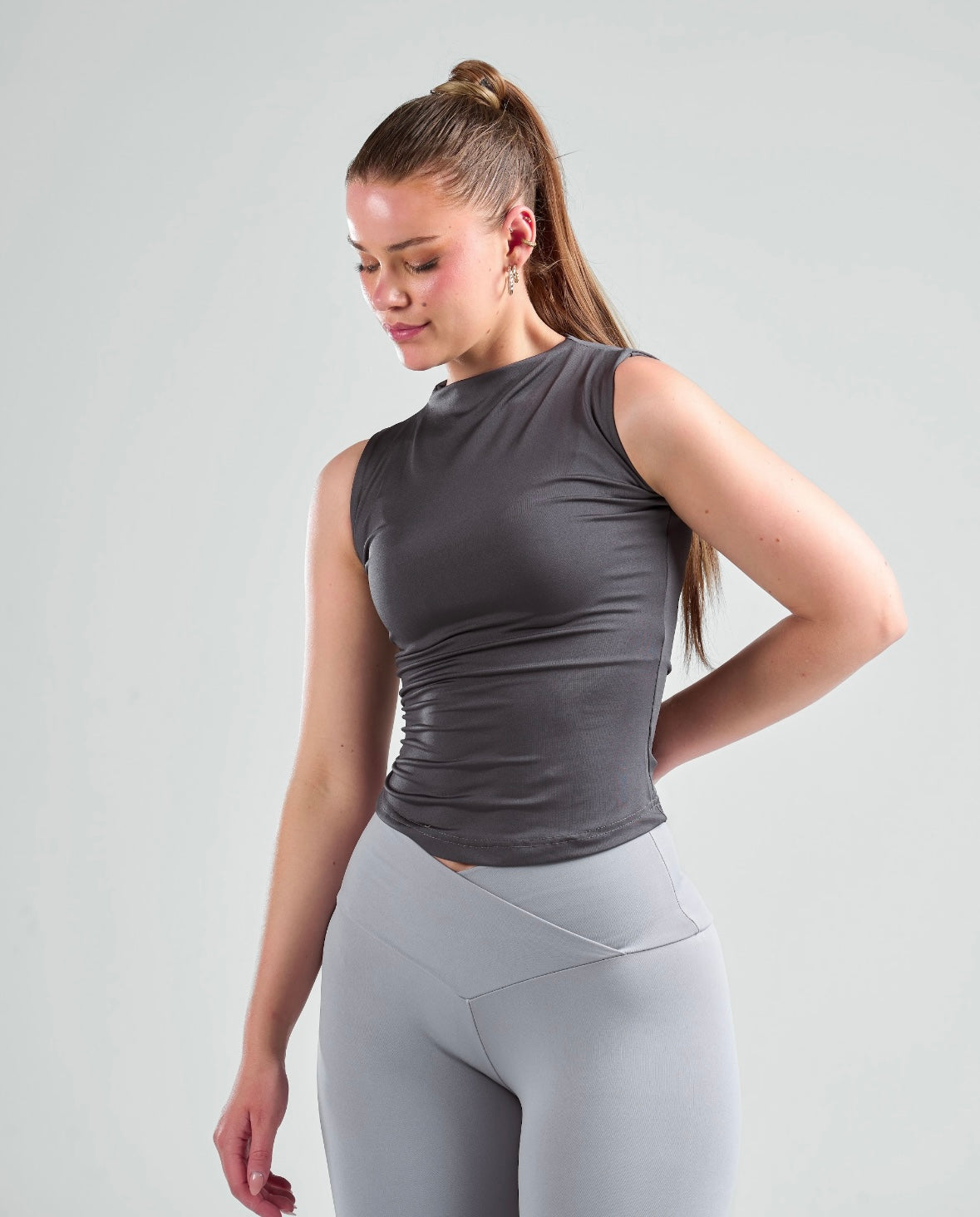 Sleeveless High Neck Basic Top