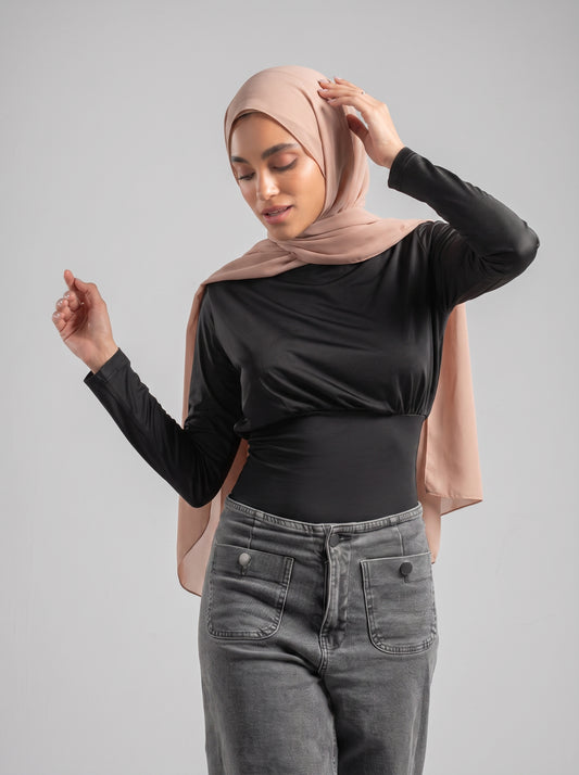 Fitted Waist Long Sleeve Top