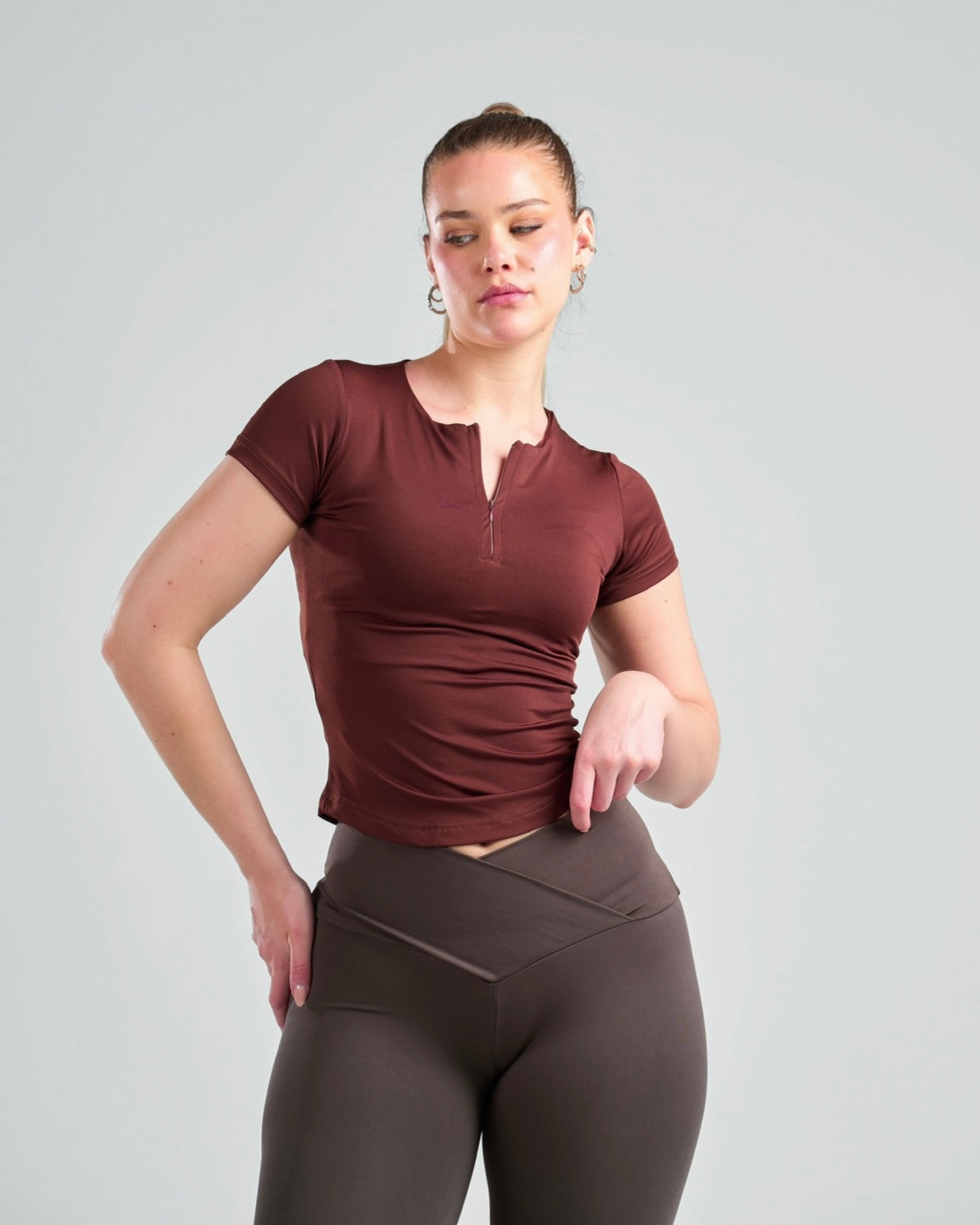Short Sleeve Zipper Top