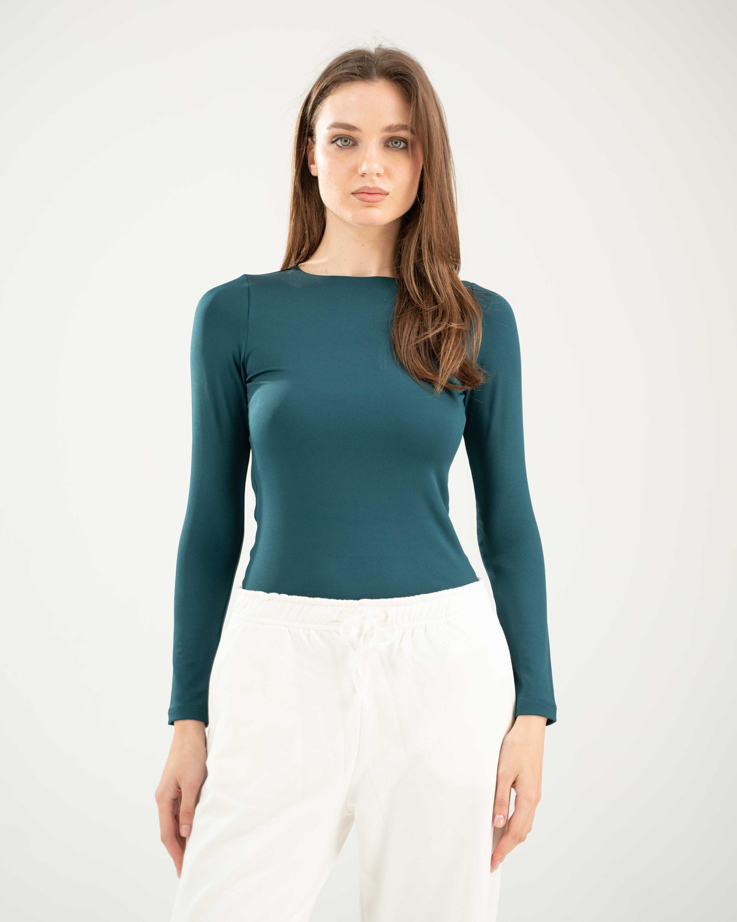 Fitted Long Sleeve Round Neck Top