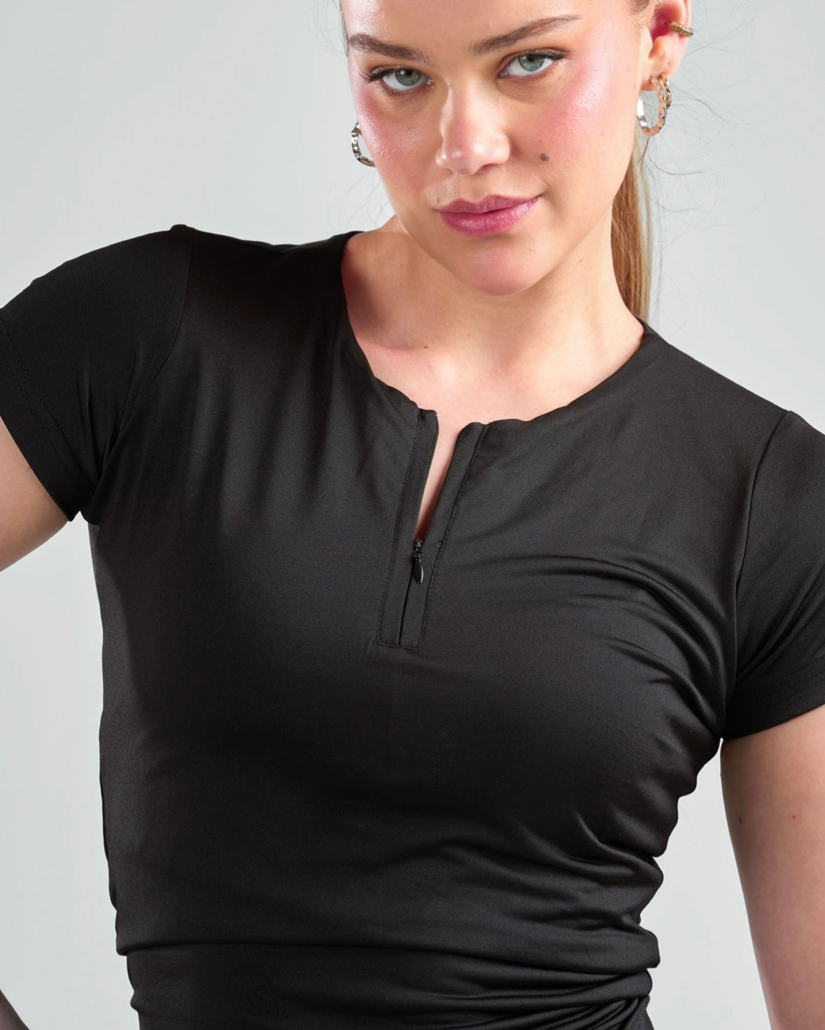 Short Sleeve Zipper Top