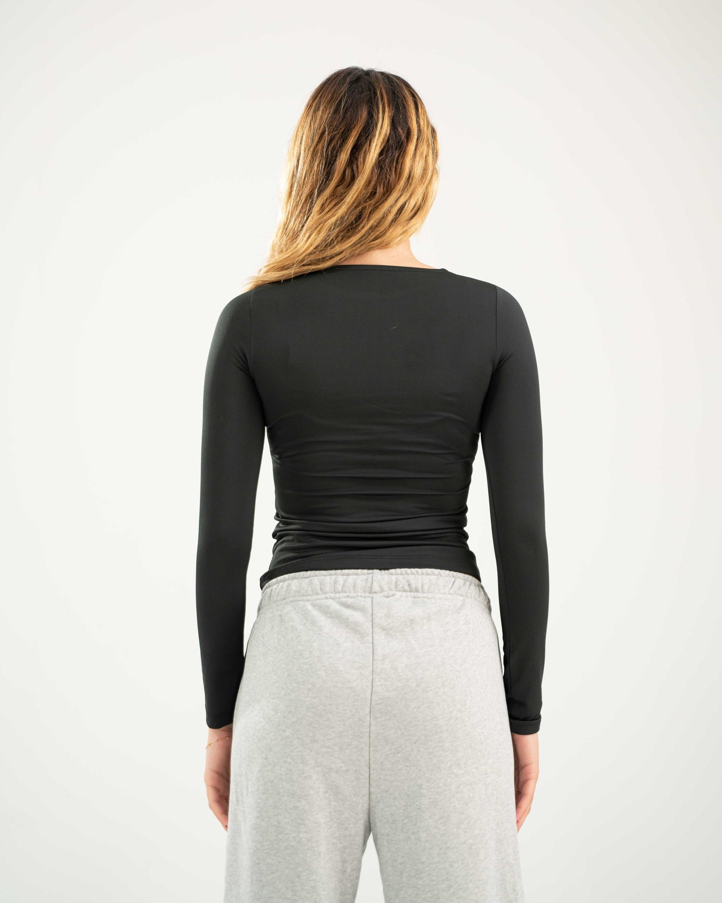 Fitted Long Sleeve Round Neck Top