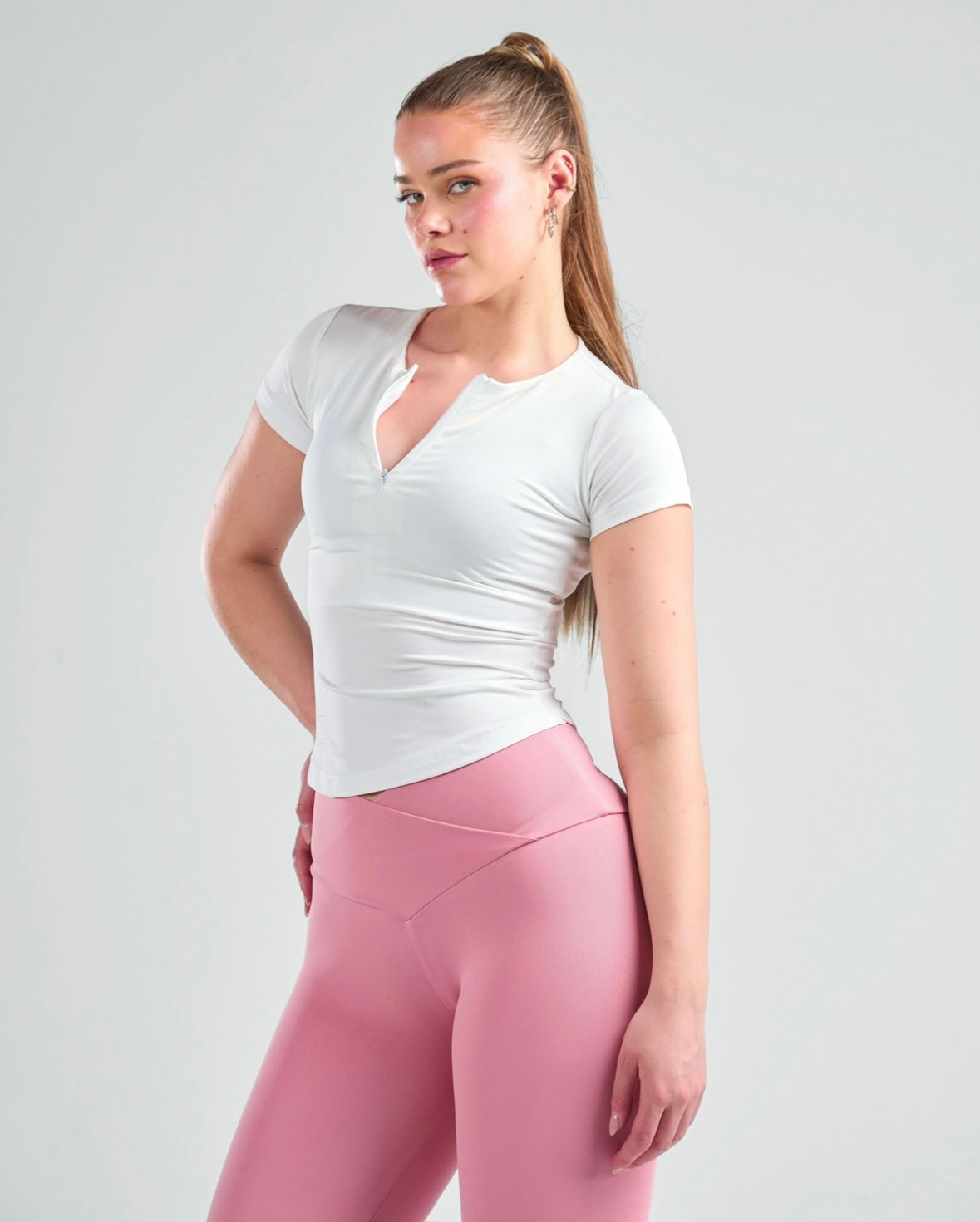 Short Sleeve Zipper Top