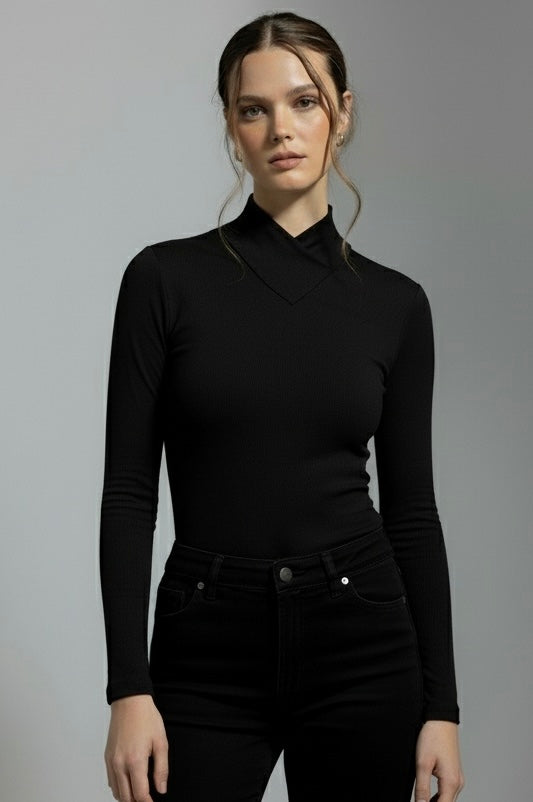 Full Sleeve High V-Neck Top
