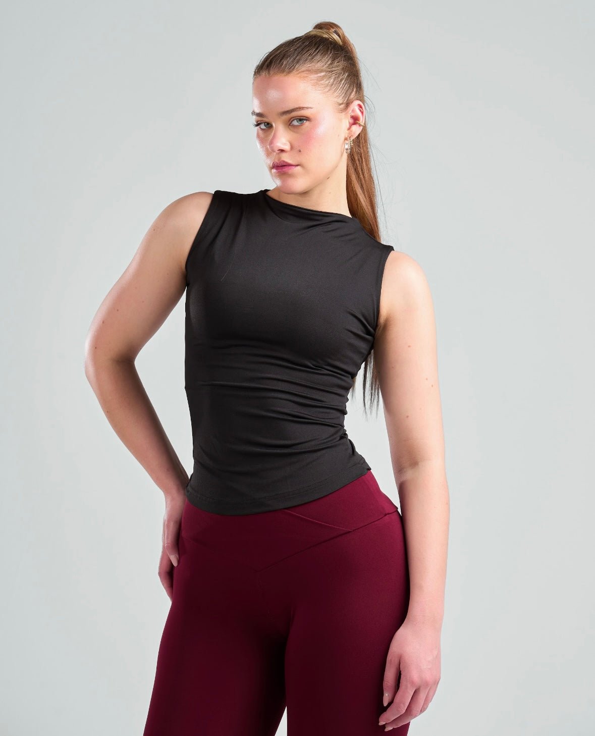 Sleeveless High Neck Basic Top