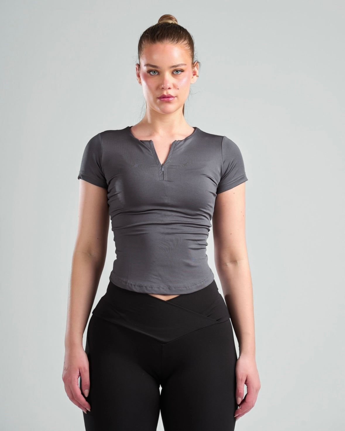 Short Sleeve Zipper Top