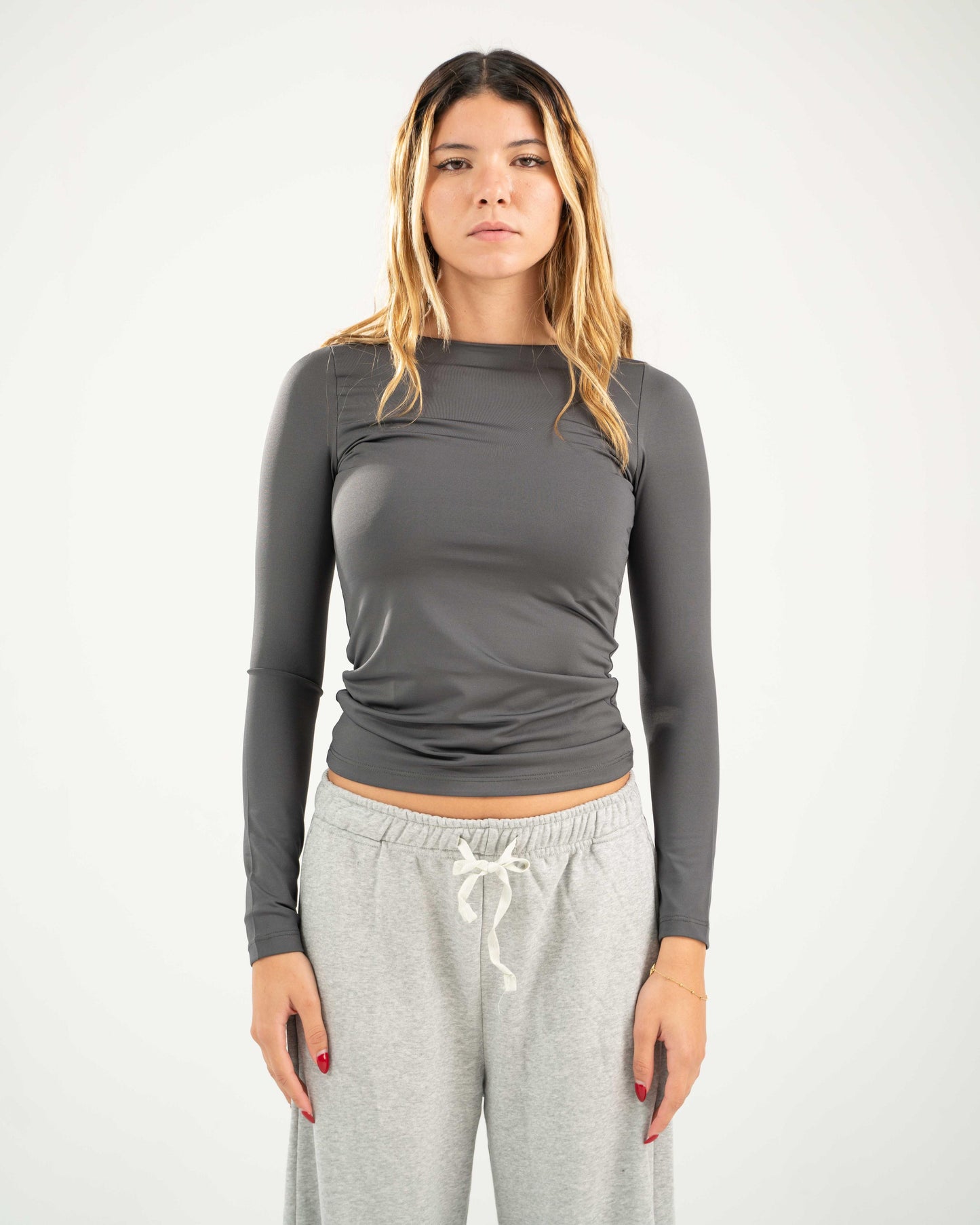 Fitted Long Sleeve Round Neck Top
