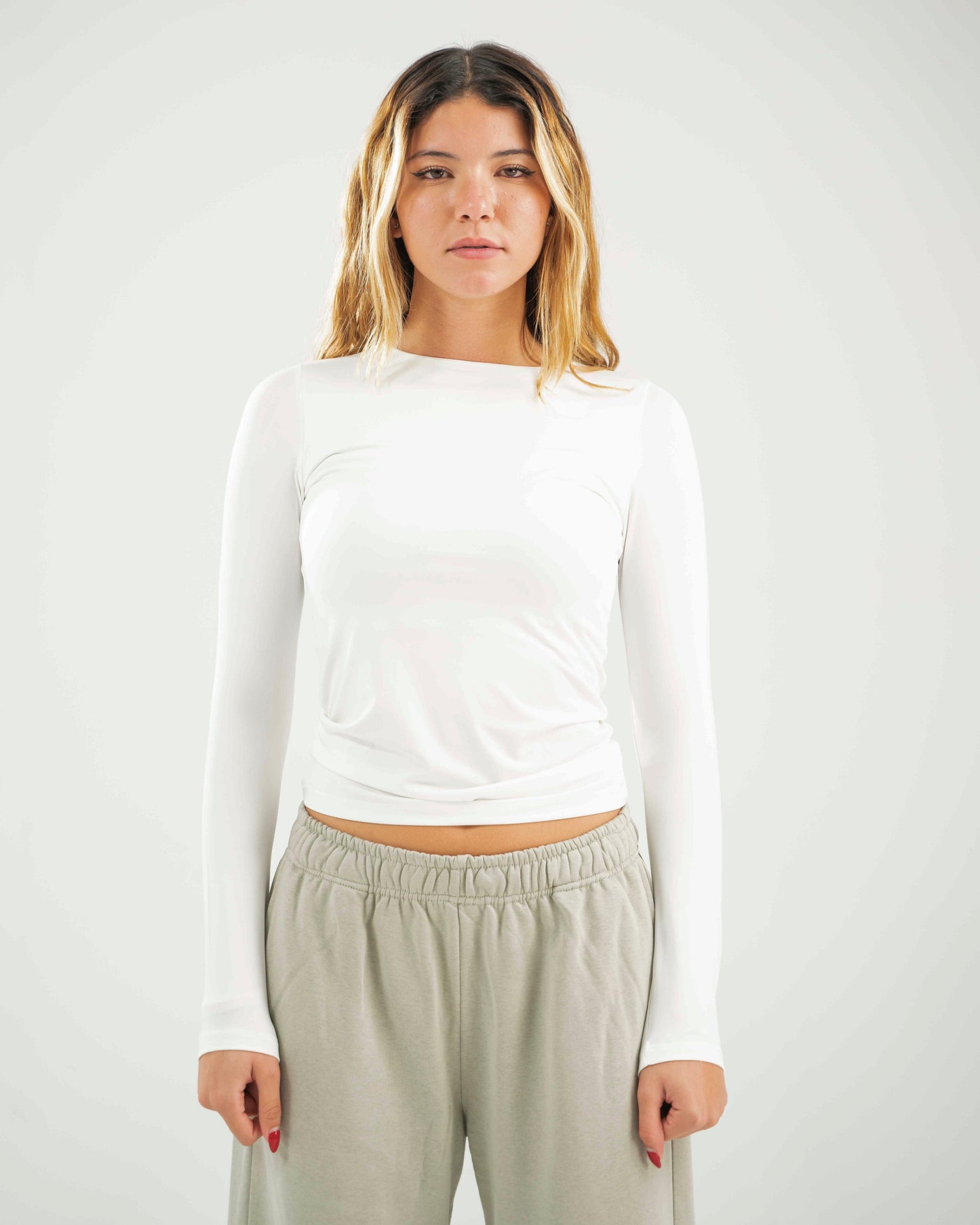 Fitted Long Sleeve Round Neck Top