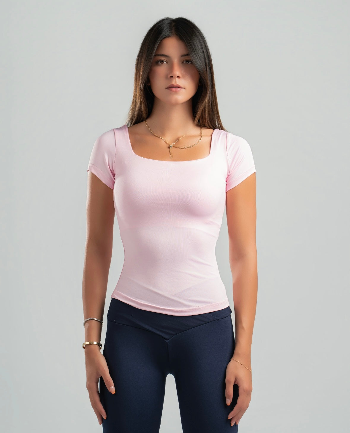 Square Neck Short Sleeve Top