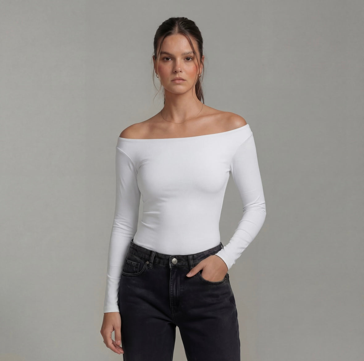 Full Sleeve Boat Neck Bodysuit Top