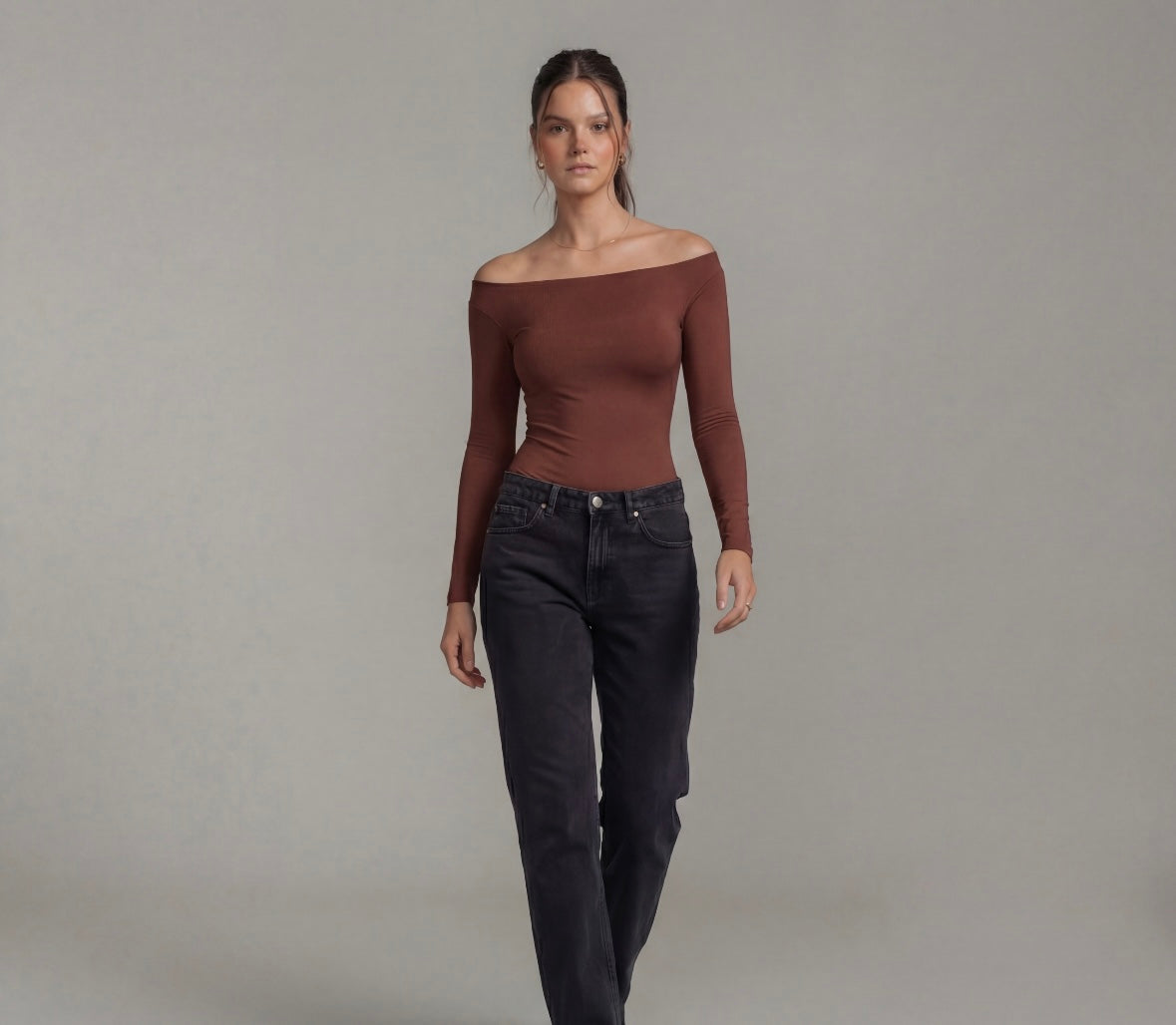Full Sleeve Boat Neck Bodysuit Top