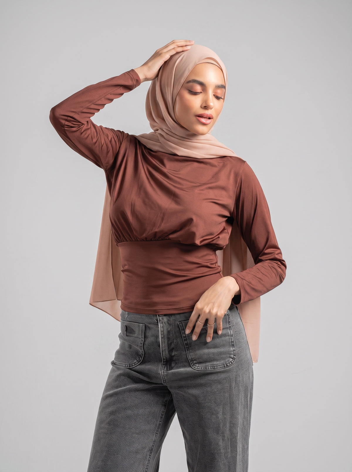 Fitted Waist Long Sleeve Top