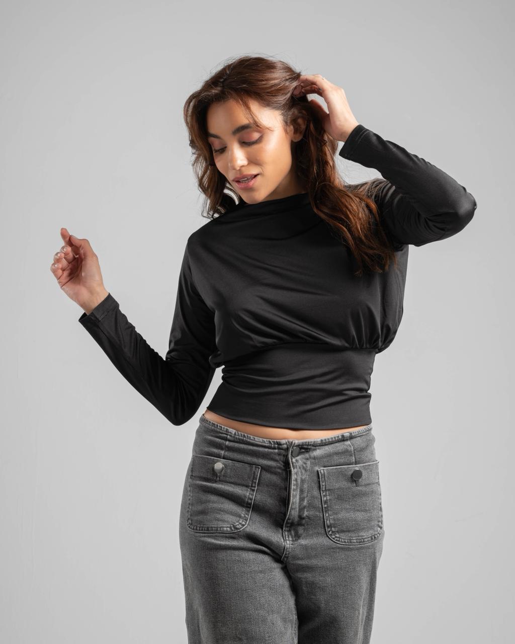 Fitted Waist Long Sleeve Top