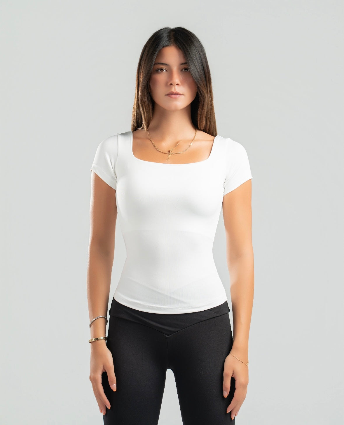 Square Neck Short Sleeve Top