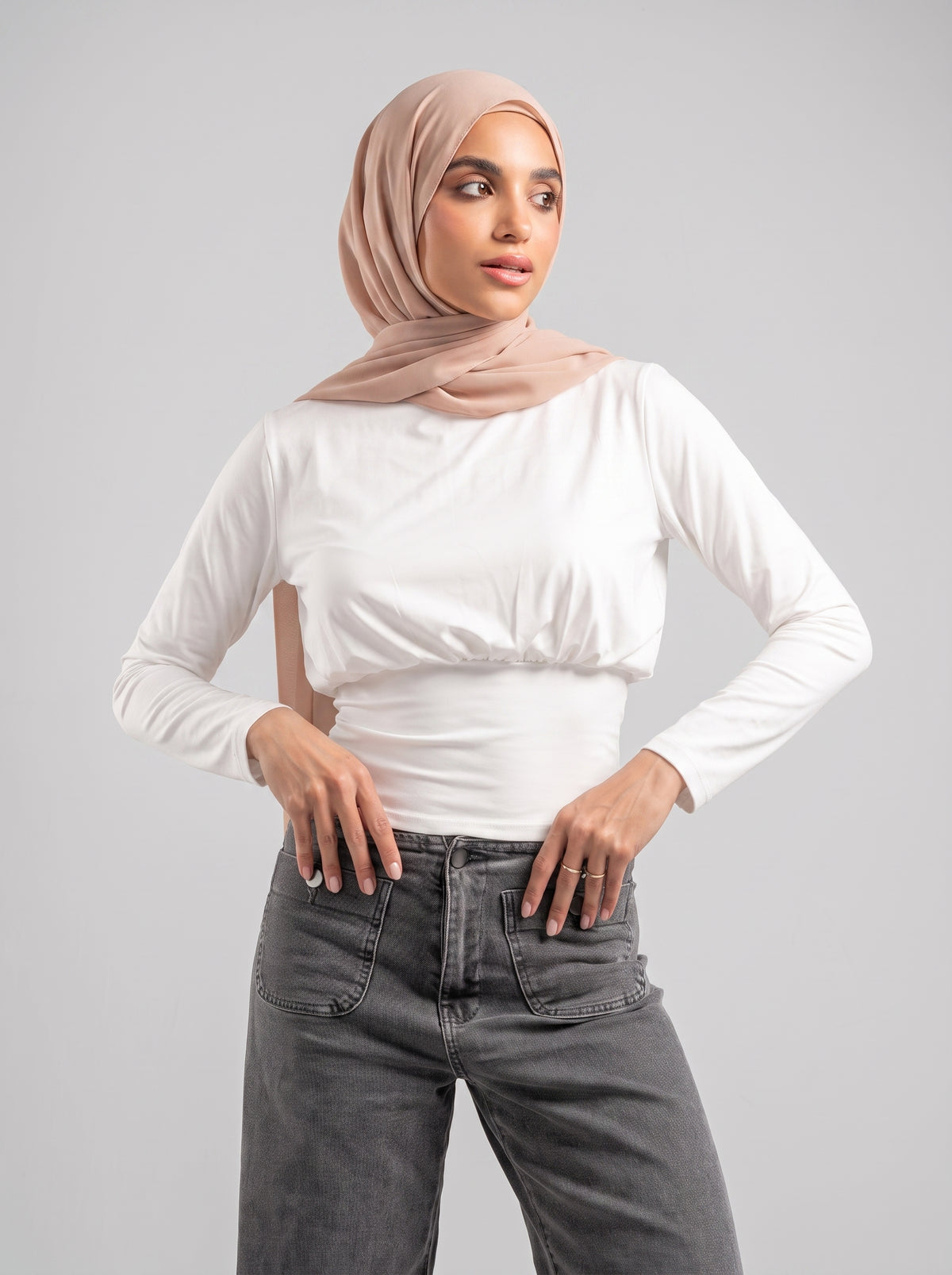 Fitted Waist Long Sleeve Top