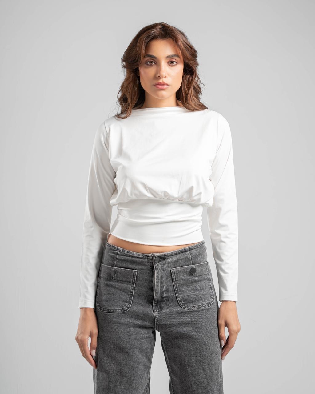 Fitted Waist Long Sleeve Top
