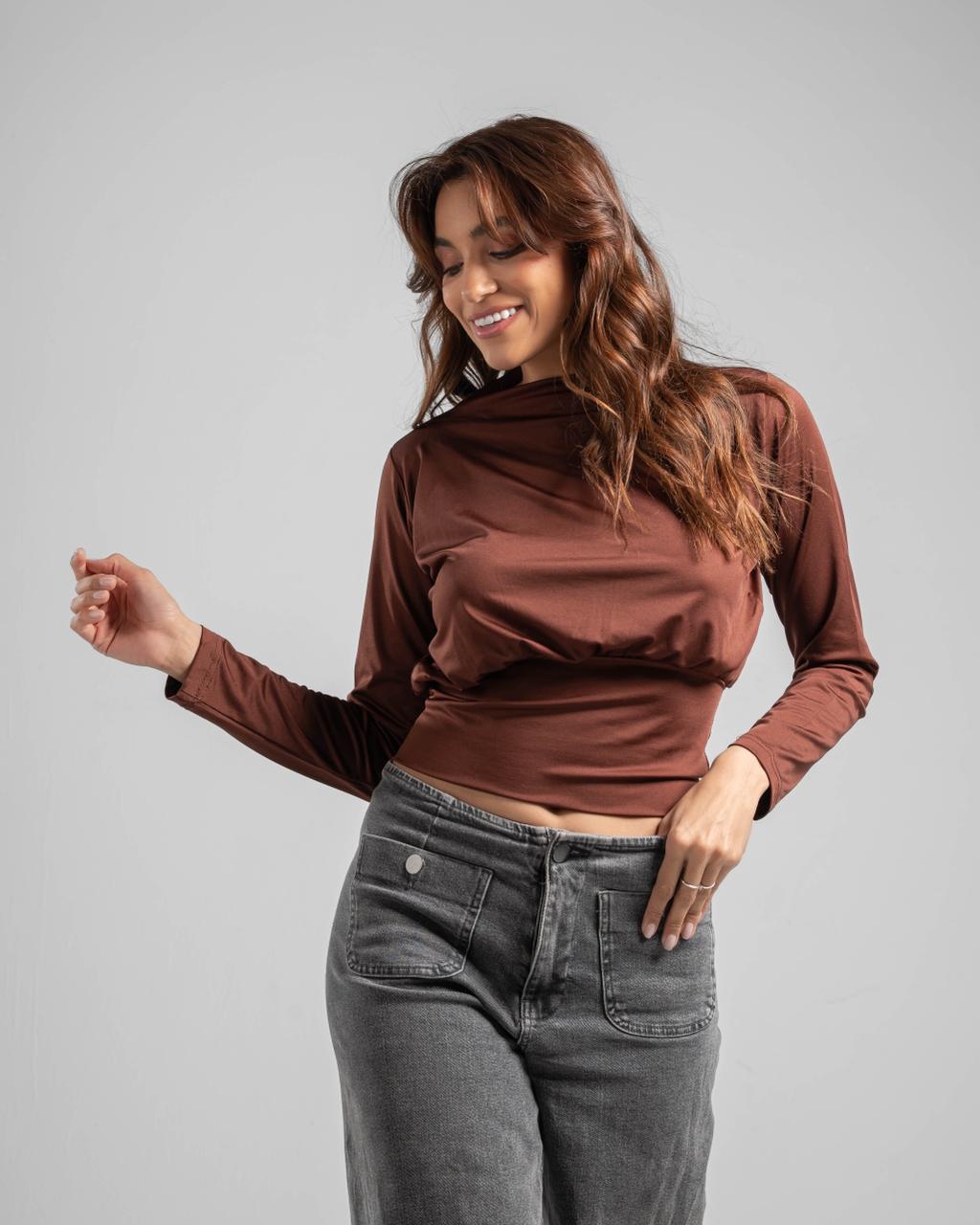 Fitted Waist Long Sleeve Top