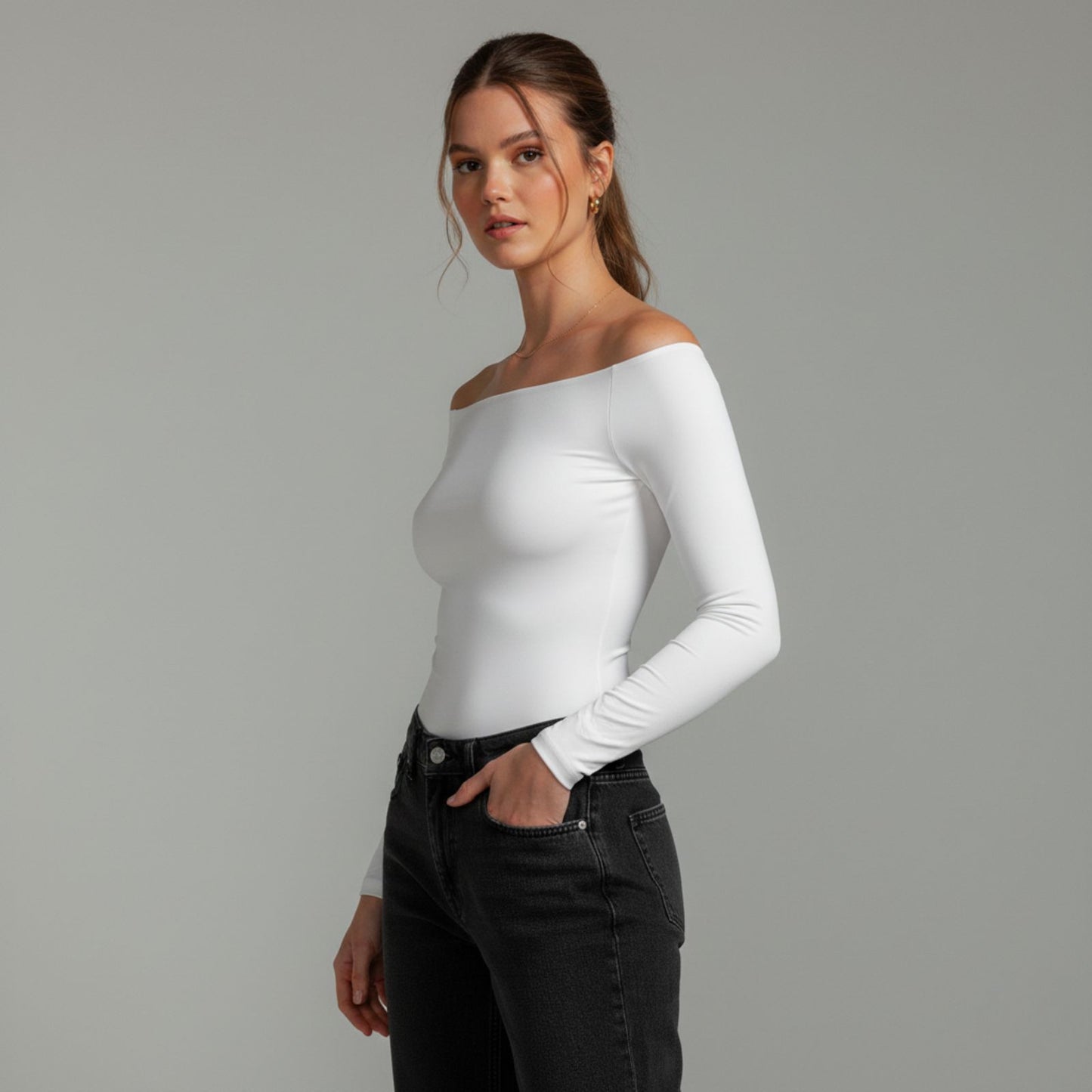 Full Sleeve Boat Neck Bodysuit Top