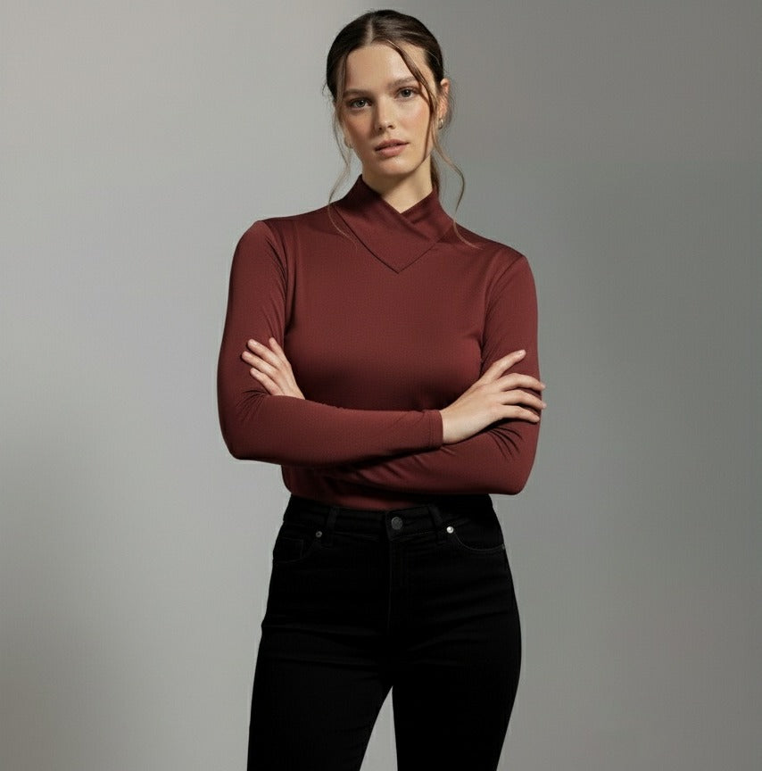 Full Sleeve High V-Neck Top