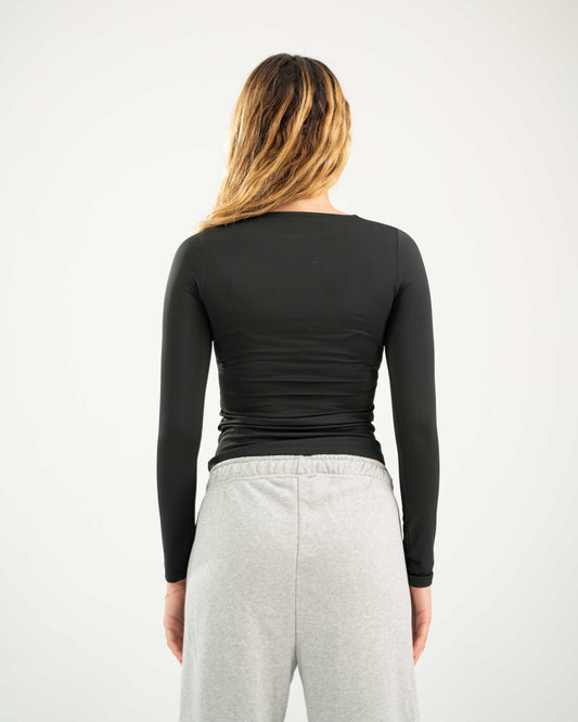 Fitted Long Sleeve Round Neck Top