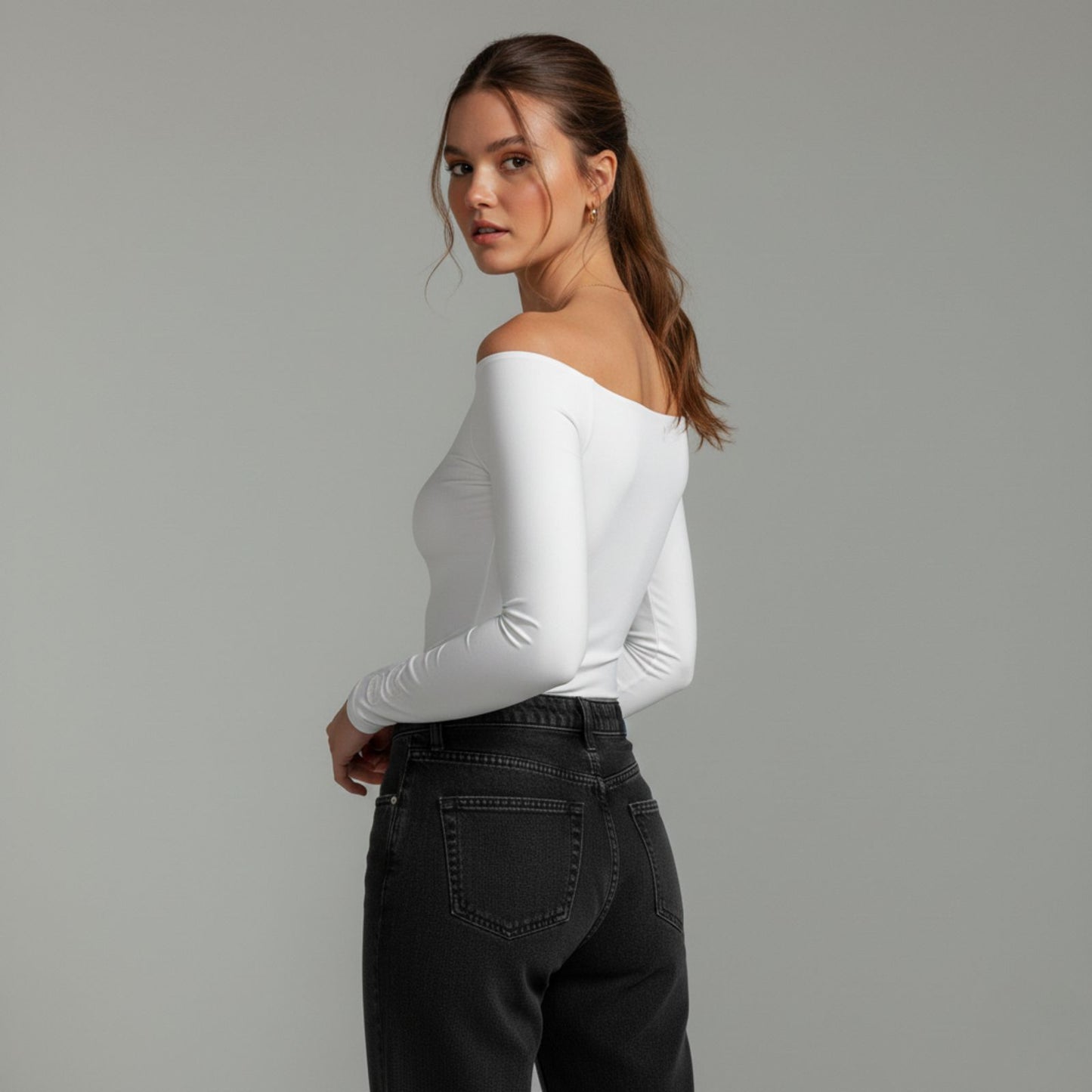 Full Sleeve Boat Neck Bodysuit Top