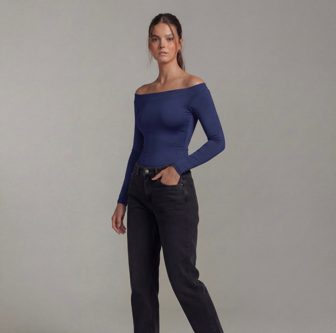 Full Sleeve Boat Neck Bodysuit Top