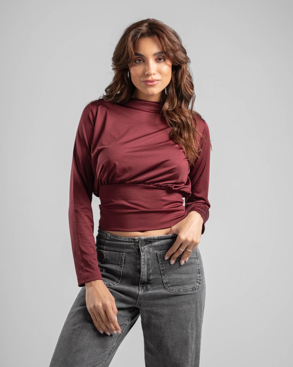 Fitted Waist Long Sleeve Top