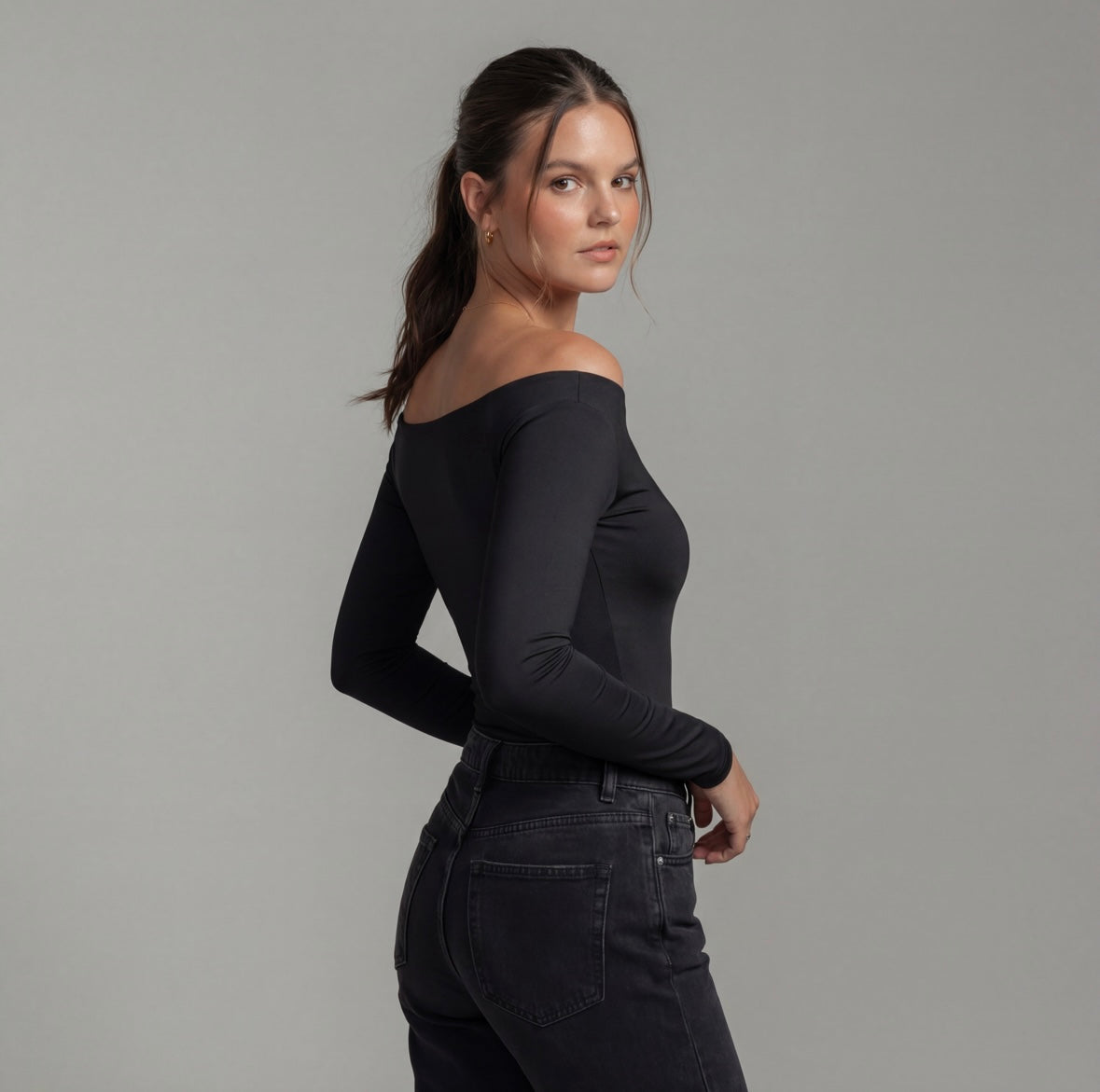 Full Sleeve Boat Neck Bodysuit Top