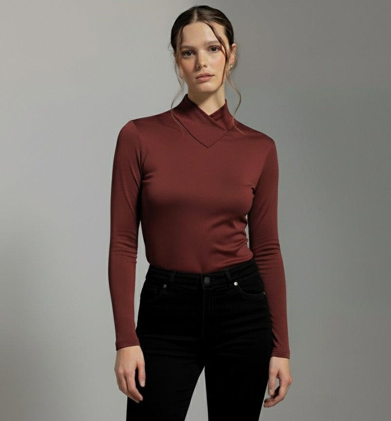 Full Sleeve High V-Neck Top