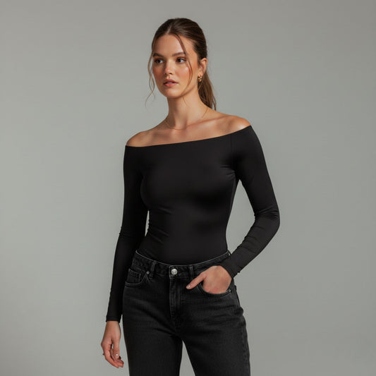 Full Sleeve Boat Neck Bodysuit Top