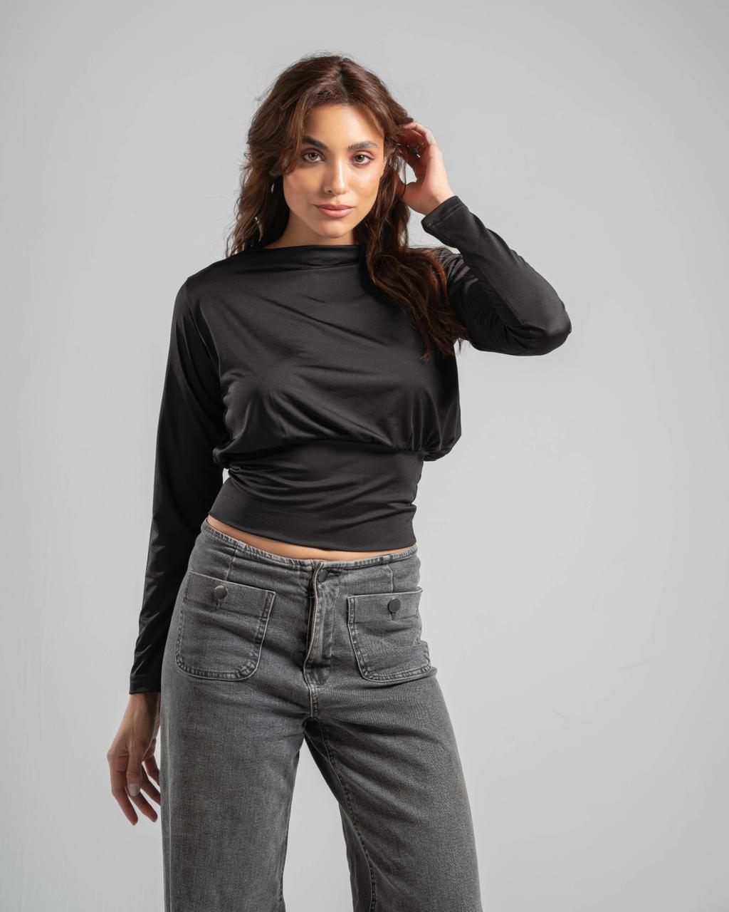 Fitted Waist Long Sleeve Top