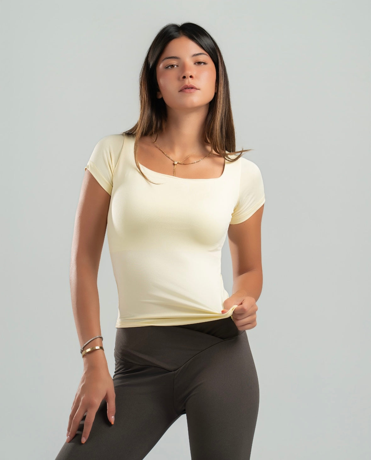 Square Neck Short Sleeve Top