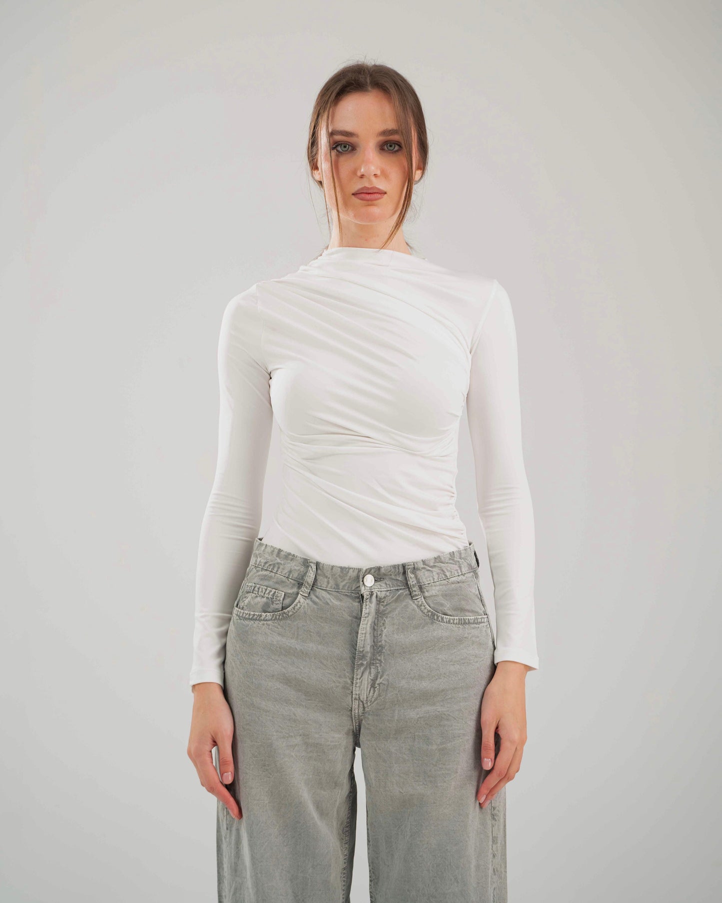 Full Sleeve Draped Bodysuit Top