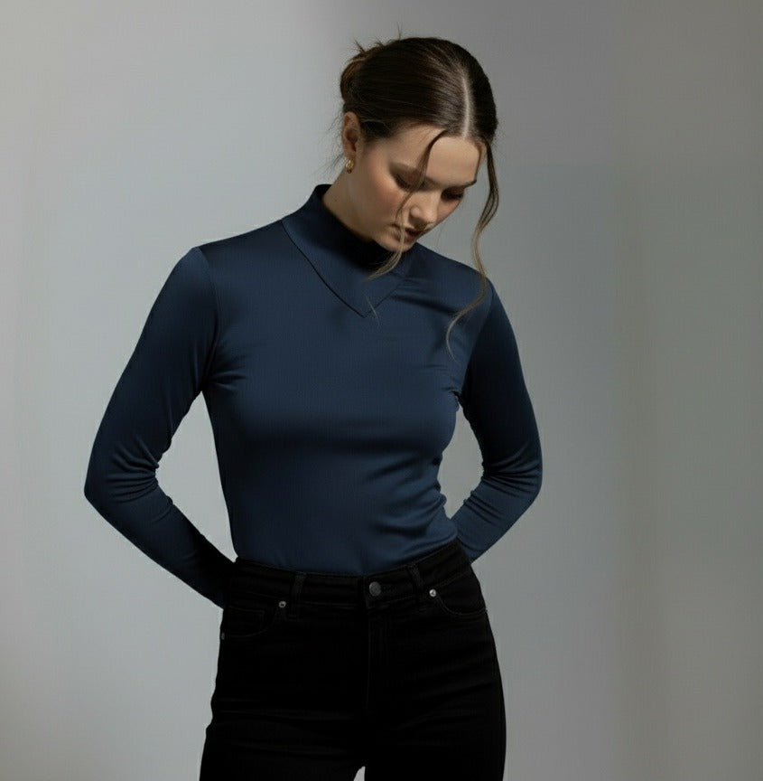 Full Sleeve High V-Neck Top