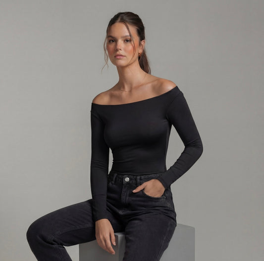 Full Sleeve Boat Neck Bodysuit Top