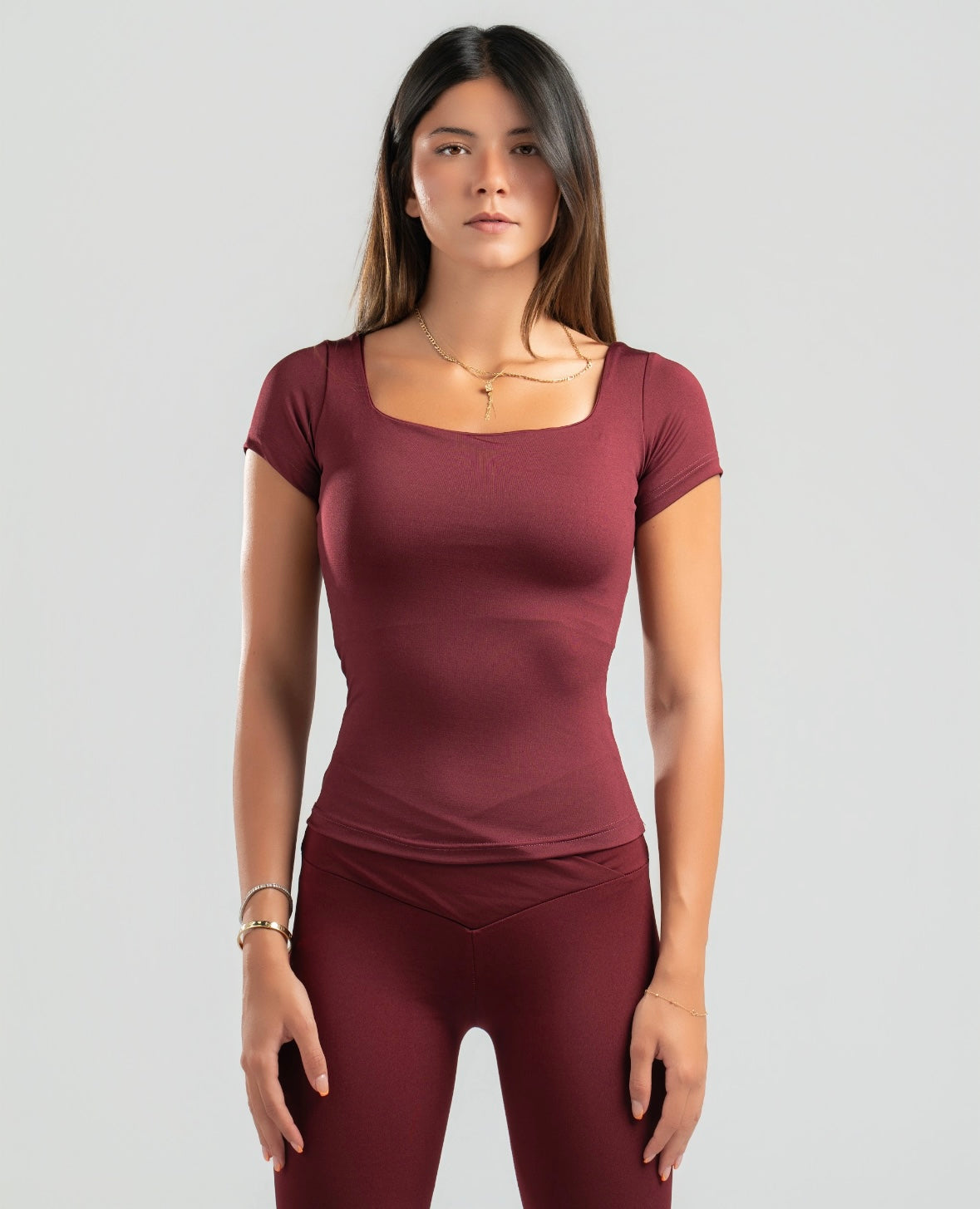 Square Neck Short Sleeve Top