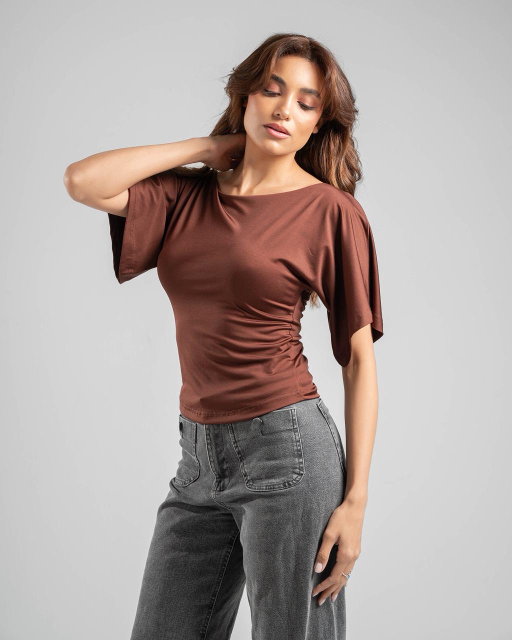 Fitted Waist Short Sleeve Top