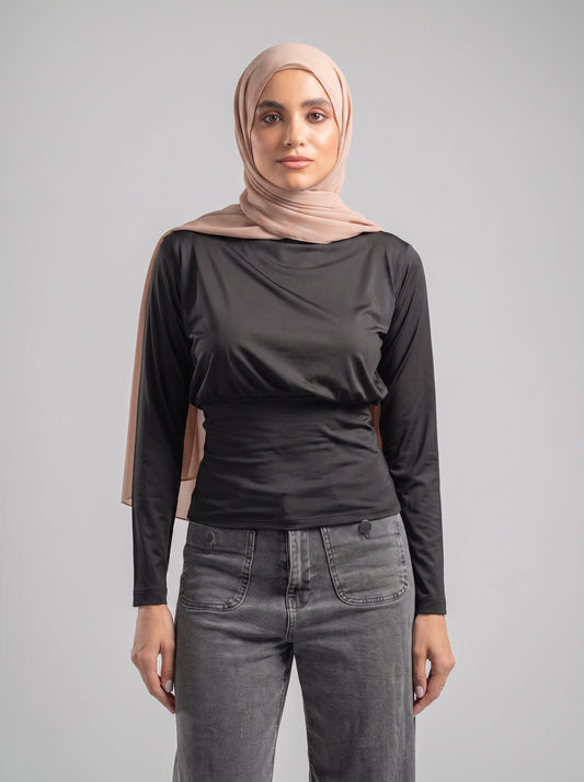 Fitted Waist Long Sleeve Top