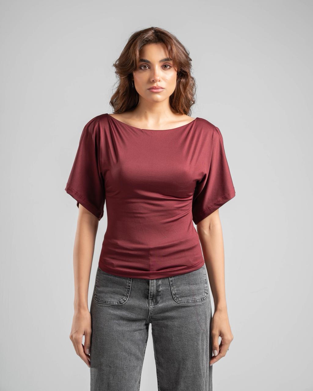 Fitted Waist Short Sleeve Top
