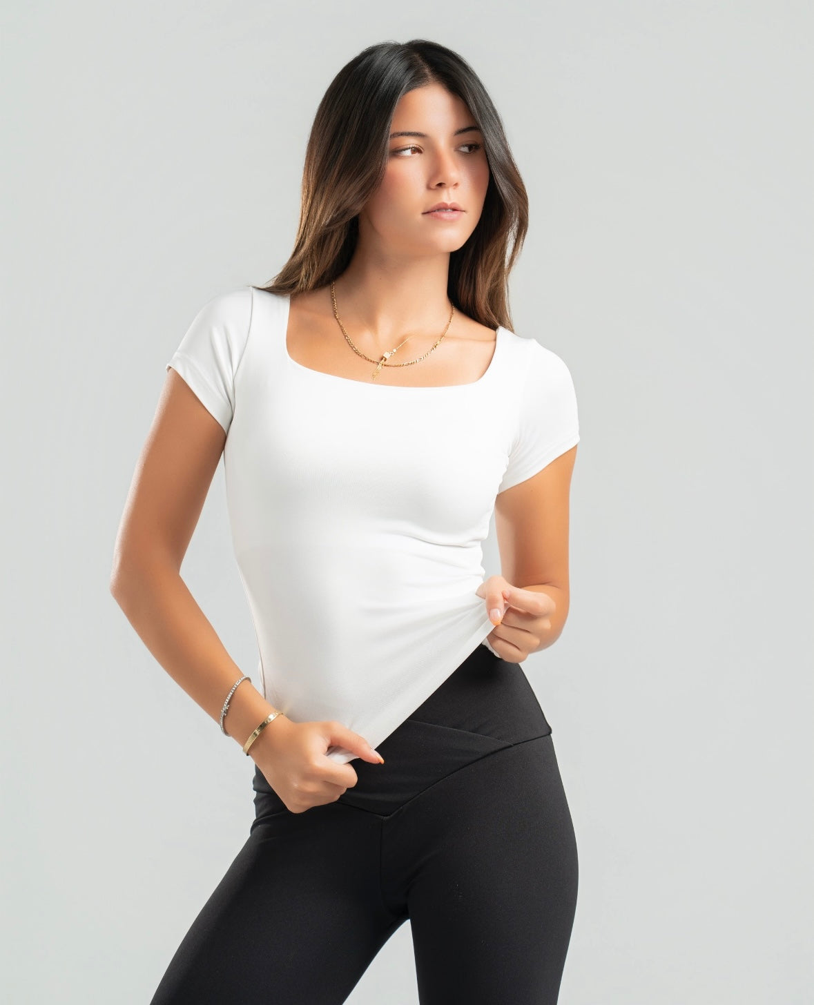 Square Neck Short Sleeve Top