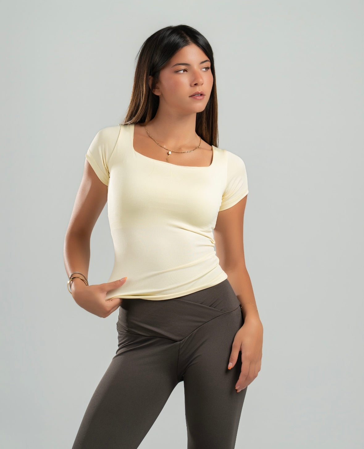 Square Neck Short Sleeve Top