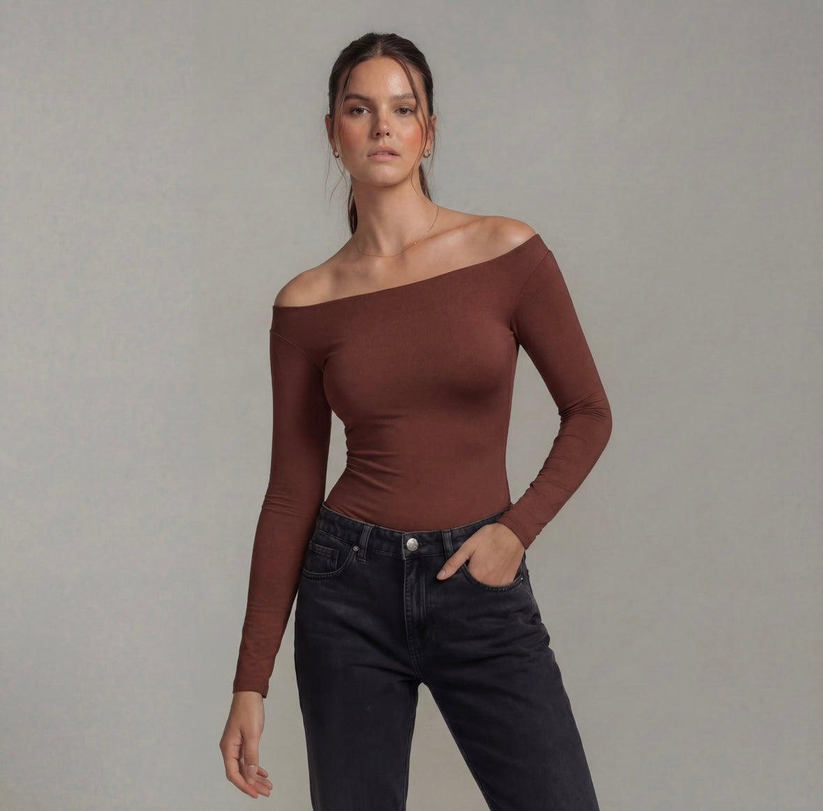 Full Sleeve Boat Neck Bodysuit Top