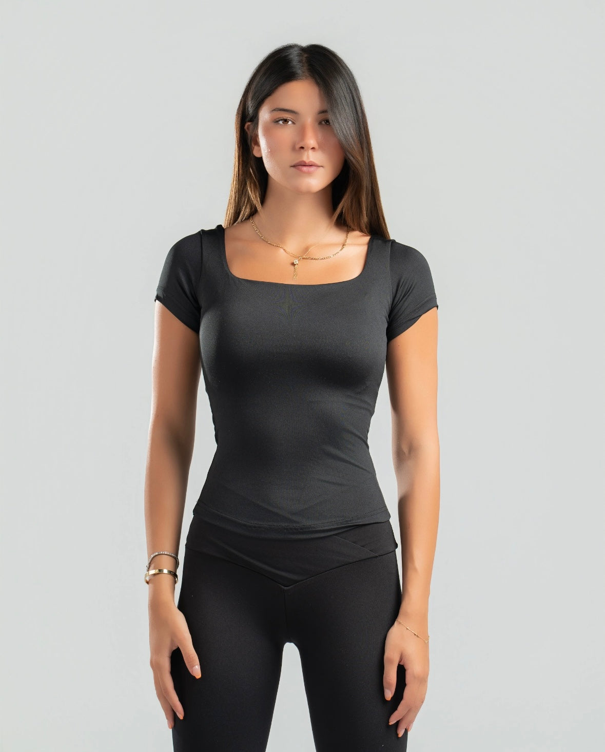 Square Neck Short Sleeve Top