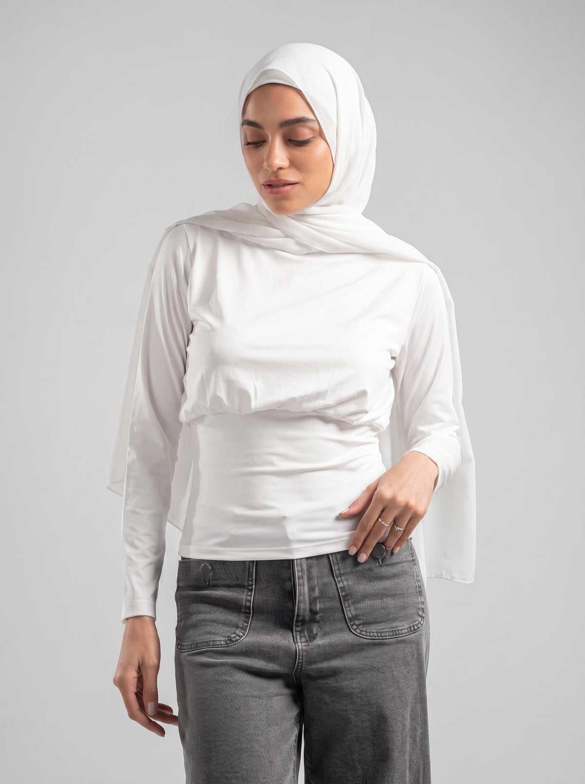 Fitted Waist Long Sleeve Top