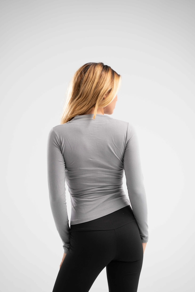 Long Sleeve Draped Cotton