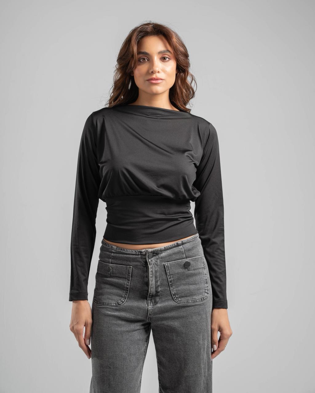 Fitted Waist Long Sleeve Top