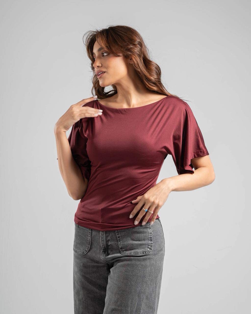 Fitted Waist Short Sleeve Top