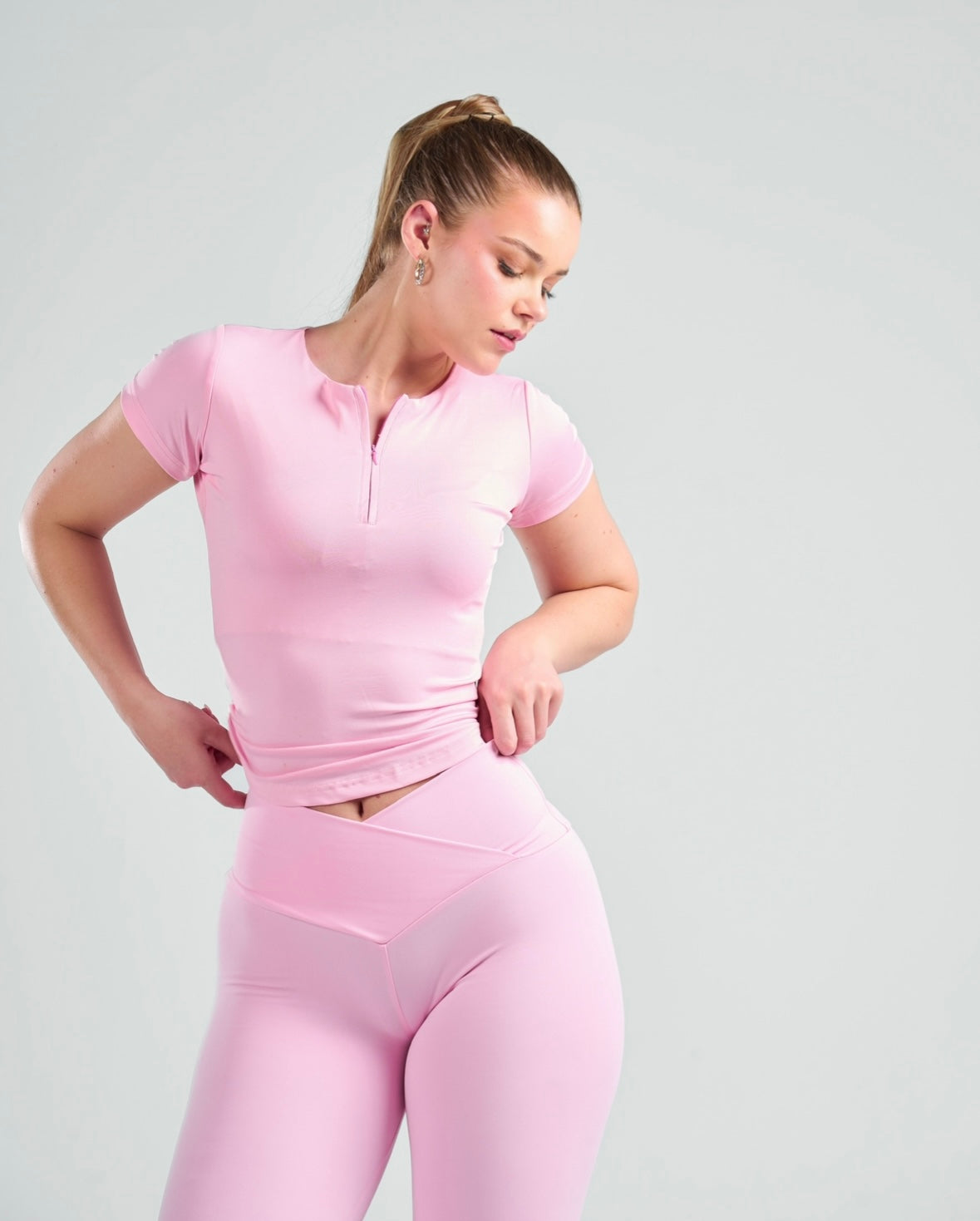 Short Sleeve Zipper Top