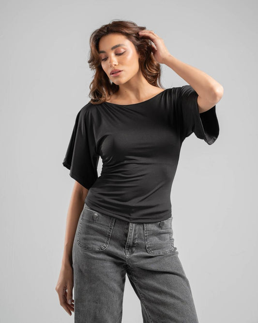 Fitted Waist Short Sleeve Top